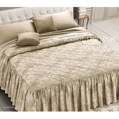 Quilt Beadspread bed-cover in satin Jacquard Giada Taupe