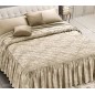 Satin Jacquard-Tagesdecke Doppelbett Steppdecke und Rüschen Giada Taupe GFF