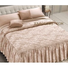 Colcha cama de matrimonio RASO JACQUARD con Volantes Giada Rosa GFF