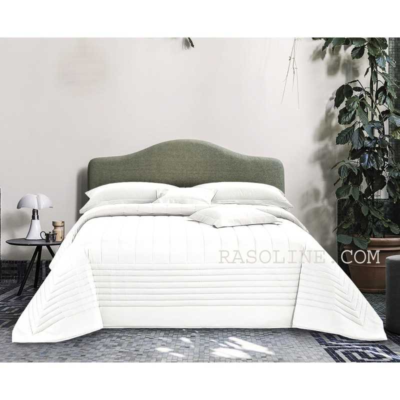 Couvre-lit double matelassé en Pur Coton Satin Blanc Quilt VENERE