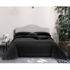 Gesteppte Tagesdecke für Doppelbett aus reinem Baumwollsatin Schwarze VENERE