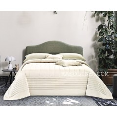 Couvre-lit double matelassé en Pur Coton Satin Ivoire Quilt VENERE