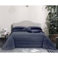 Colcha Acolchada de Satén de Puro Algodón cama Matrimonial Azul Navy VENERE