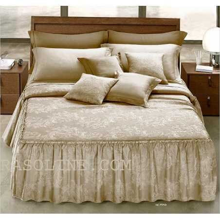 Beadspread bed-cover in satin Jacquard Giada Taupe