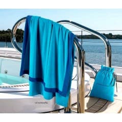 Super-absorbent Microfibre Terry Beach / Bath Towel with Bag Turquoise