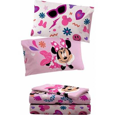 MINNIE Disney Einzelbettlaken-Set aus reiner Baumwolle