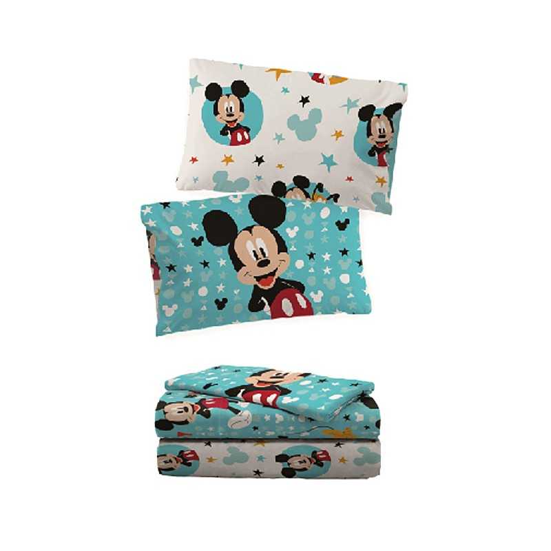 Ensemble de draps simples en pur coton MICKEY Disney